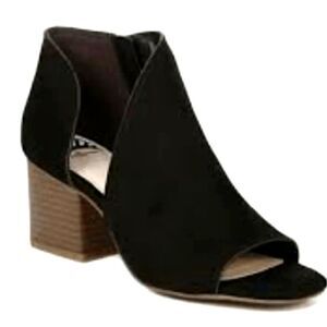 Fergalicious Volume Black Peep Toe Sandal Black Heels sz 11